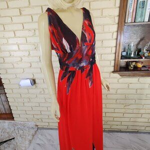 Ever Pretty Red and Black Patterned Maxi Dress